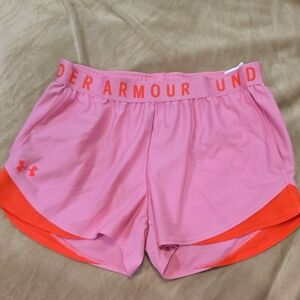 Under Armour Women's Athletic Shorts in Pink and Orange